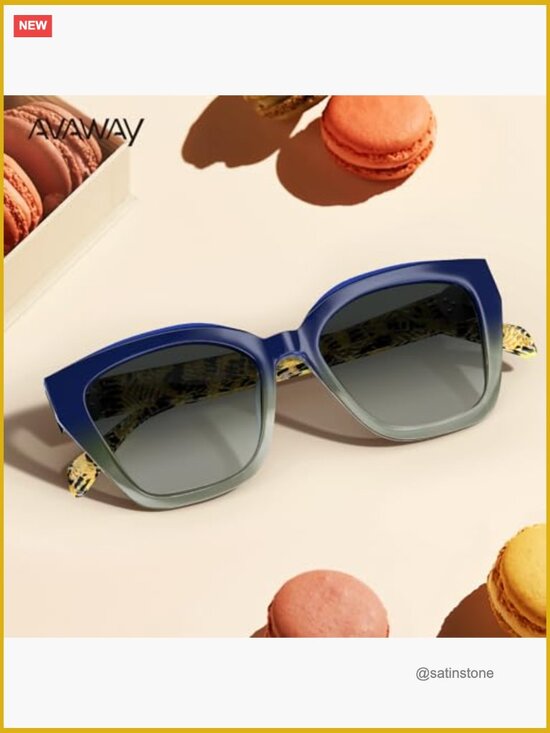 Polarized Cat Eye Sunglasses UV400 with Case Lightweight Acetate Frame Driving main image 4